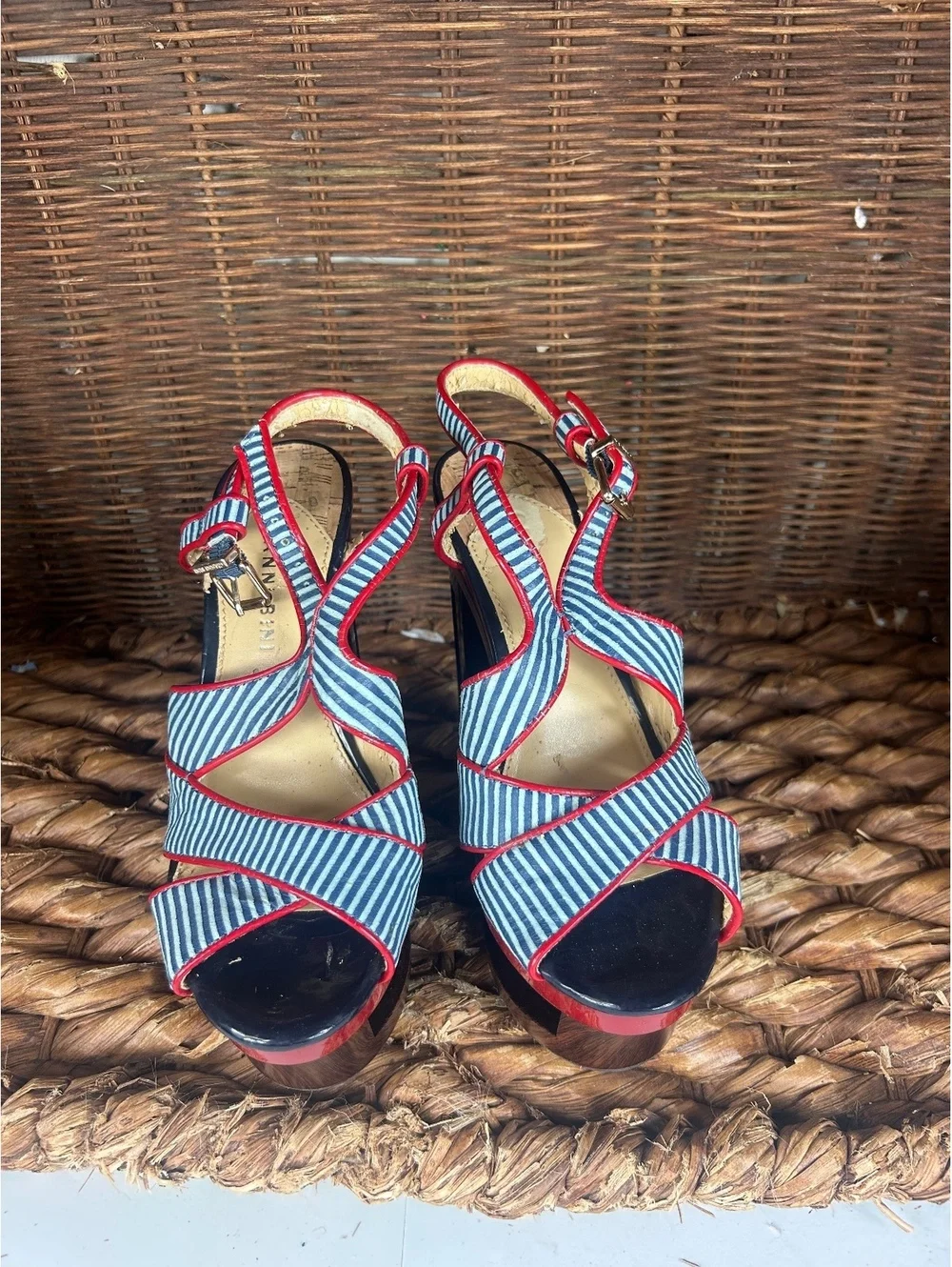 Giani Striped platform high heel sandals